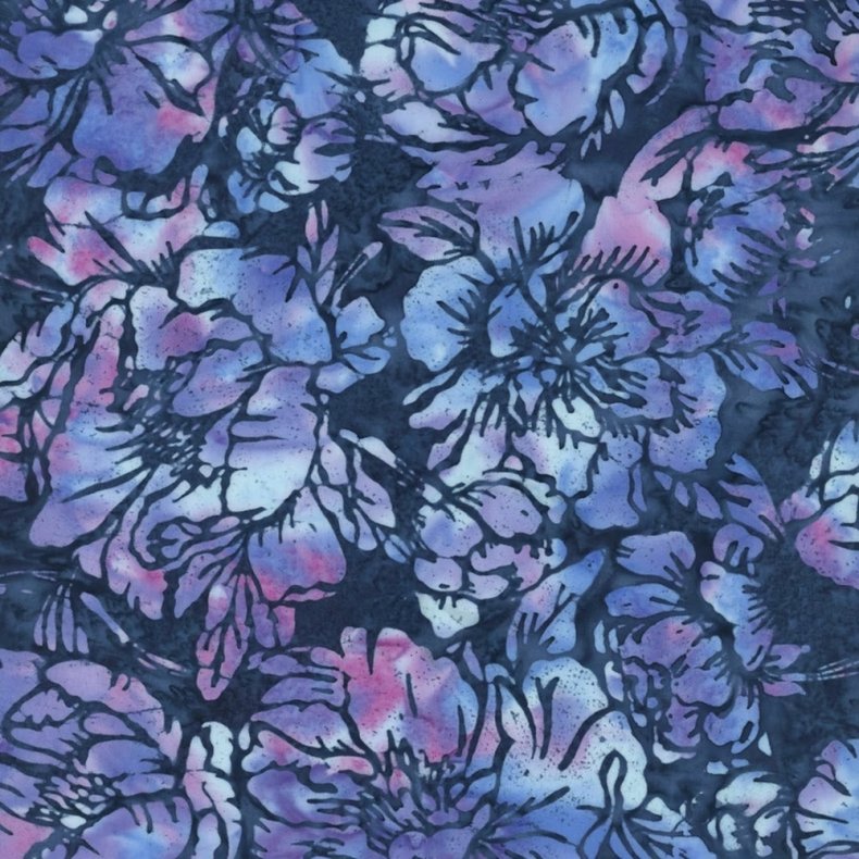Batikstof - Peonies - Iris