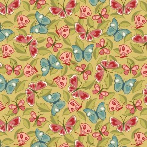 EQP Patchworkstof - Butterflies - Pear