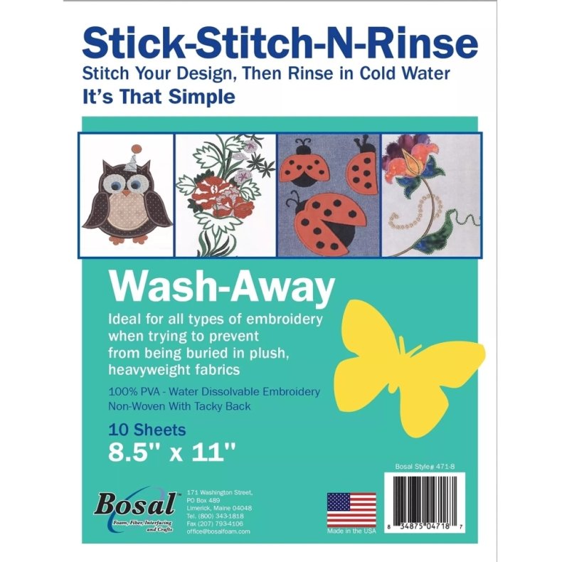 Stick-stitch-n-rinse - Vandopl�selig stabilisator til broderi