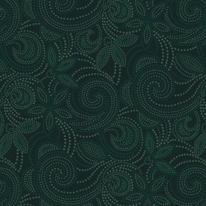 Bagside flannelstof - Dotted vines & swirls - Dark green
