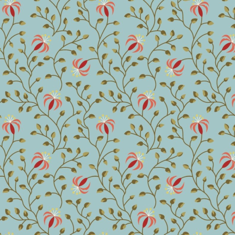 EQP Patchworkstof - Lily - Powder blue