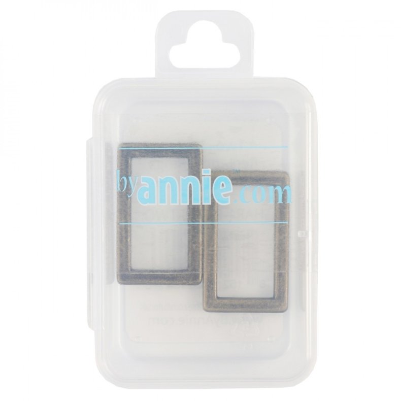 ByAnnie - 1 inch rektangul�re metalringe - Antik messing