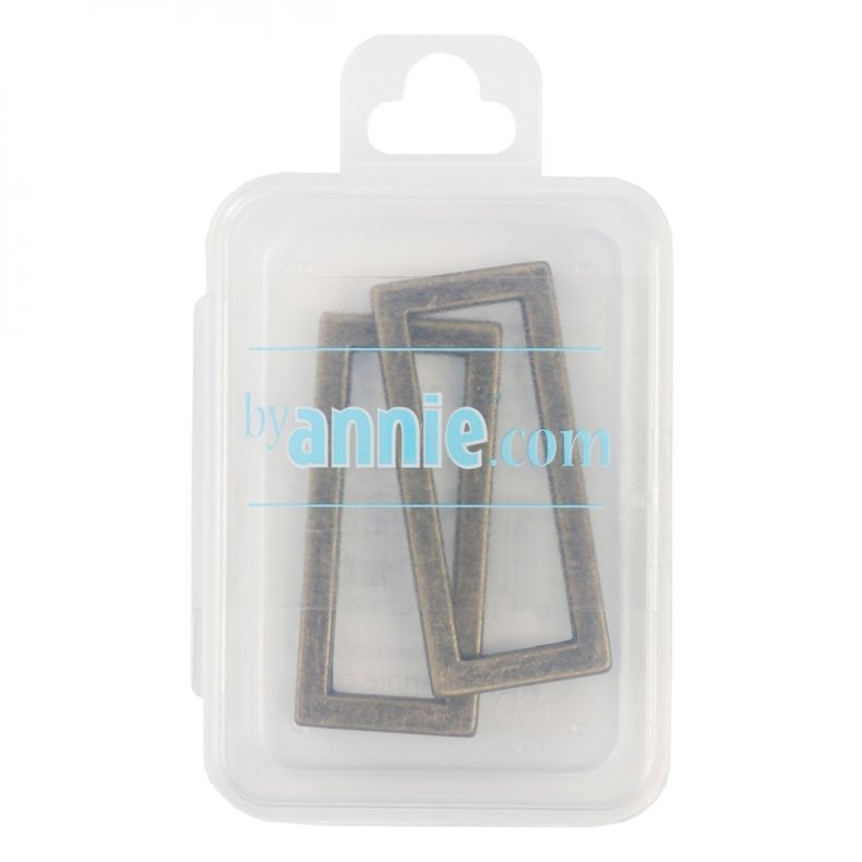 ByAnnie - 1,5 inch rektangul�re metalringe - Antik messing