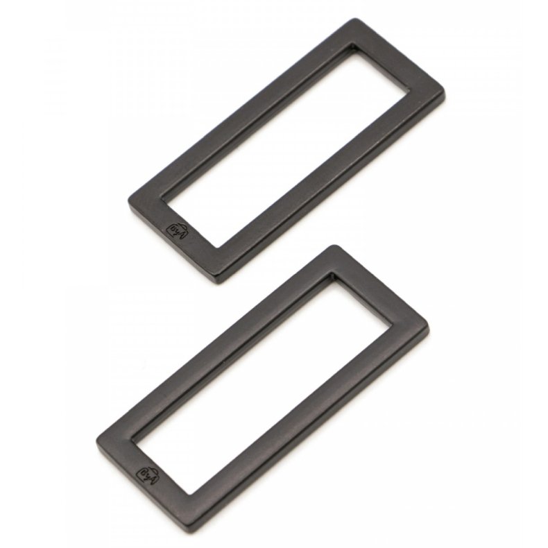 ByAnnie - 1,5 inch rektangul�re metalringe - Black metal