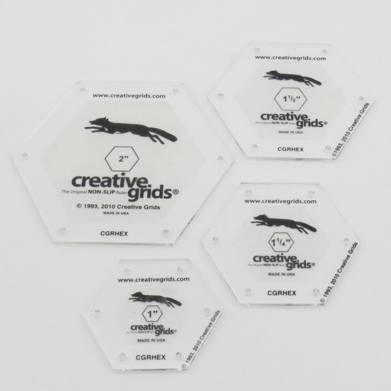 Patchworklineal - Hexagon s�t (1", 1� ", 1�" og 2")