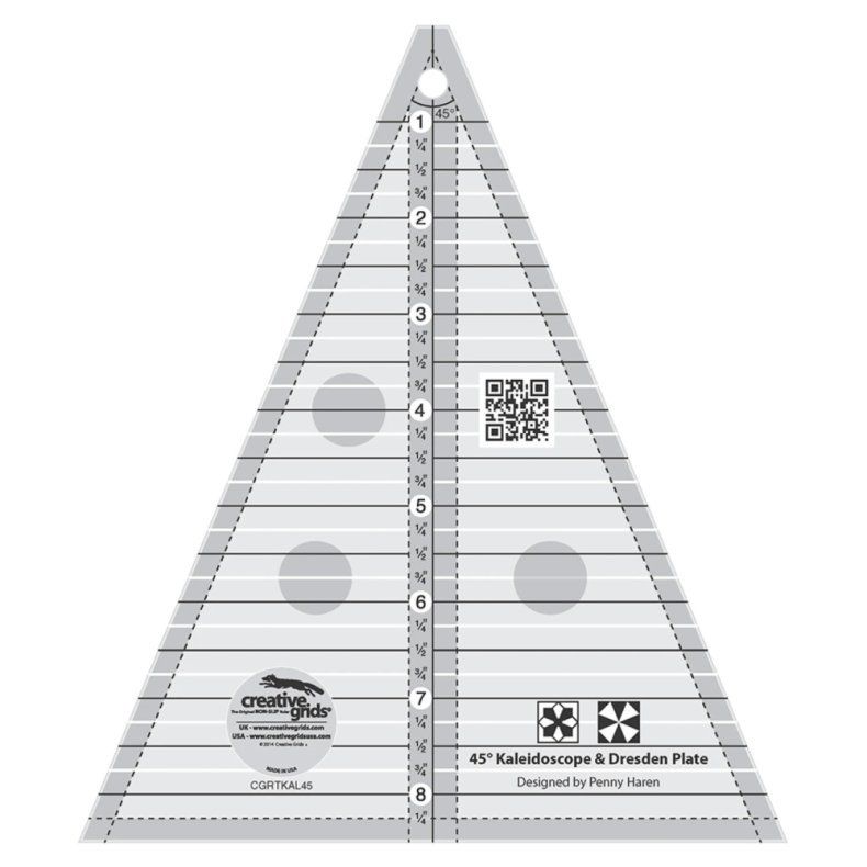 Patchworklineal - 45� Kalejdoskop og Dresden plate