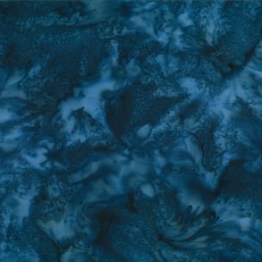 Batikstof - Ensfarvet meleret marine bl�