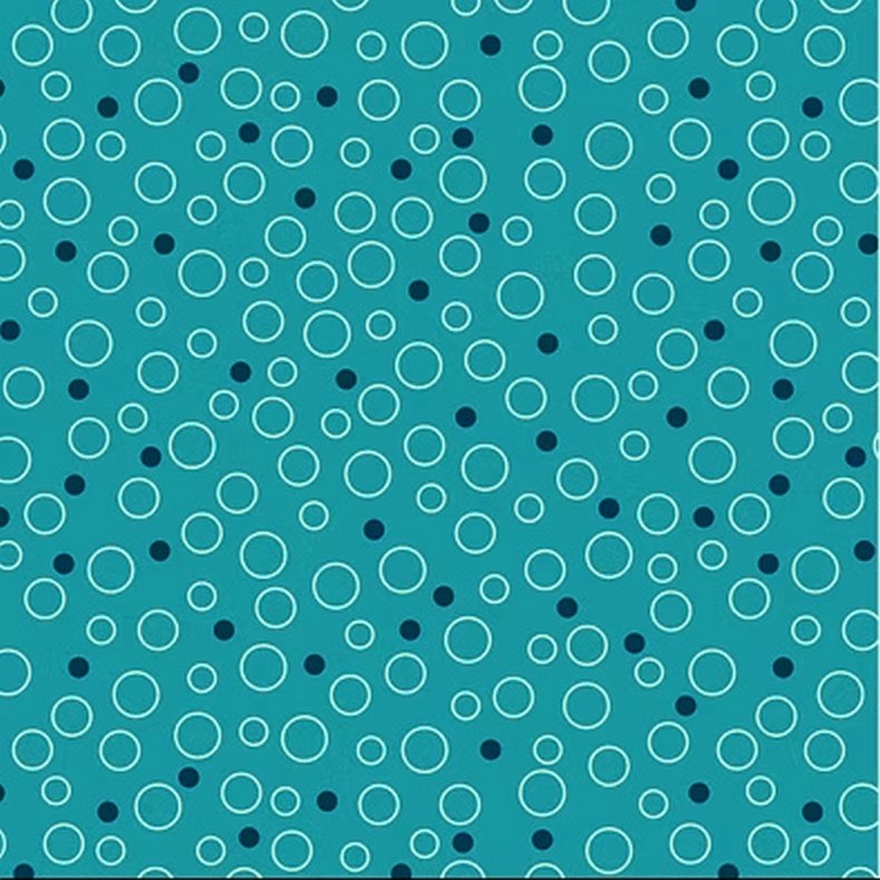 EQP Patchworkstof - Bubbles - Fountain blue