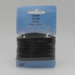 Flad Elastik 6mm -  Sort