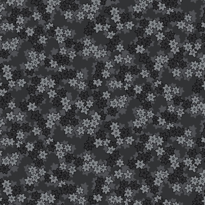 Bagside flannelstof - Small daisy - Grey