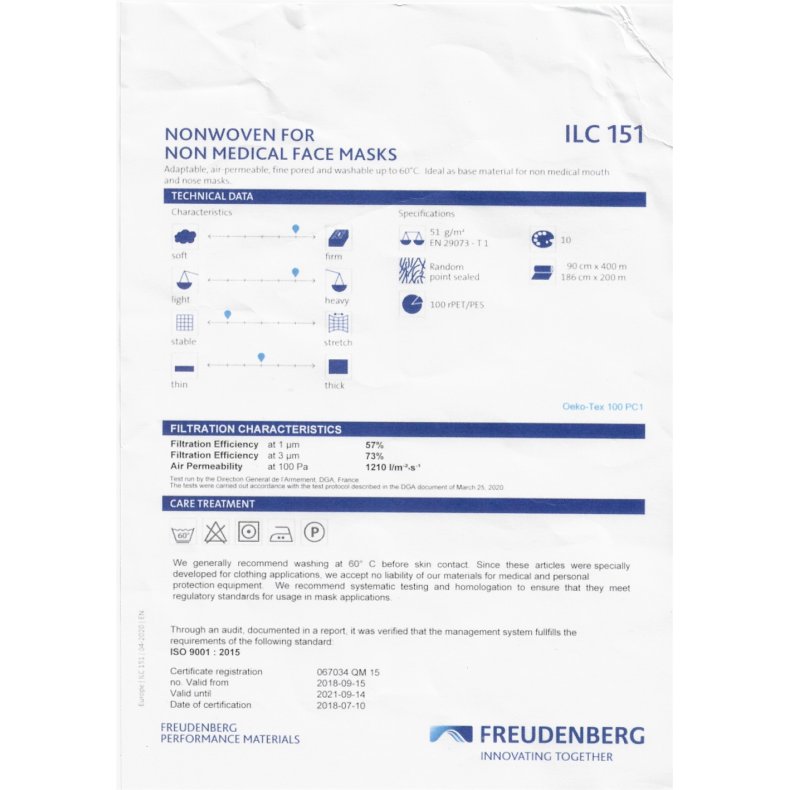 Vlieseline ILC 151 indl�g til mundbind og masker