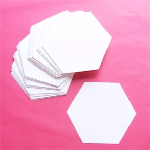 Patchwork pap - Sekskant 5cm - 100stk