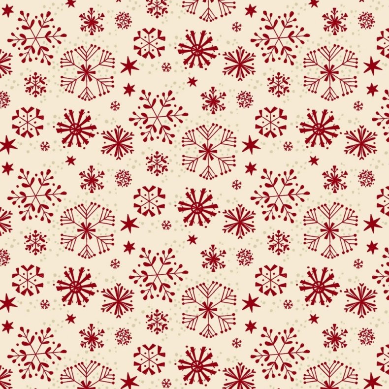Julepatchworkstof - Snowflake - Light red