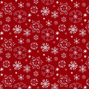 Julepatchworkstof - Snowflake - Dark red