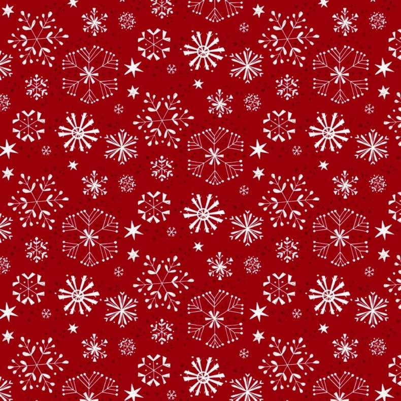 Julepatchworkstof - Snowflake - Dark red