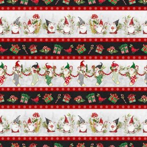 Julepatchworkstof - Merry Gnome-ments - Stripe