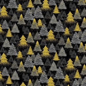Julepatchworkstof - Metallic - Christmas tree