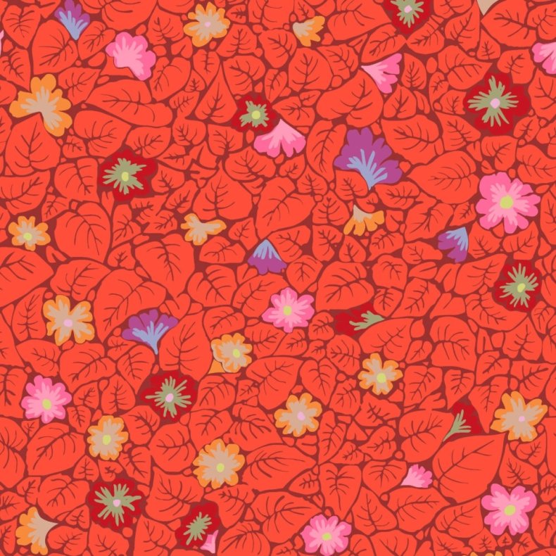 Kaffe Fassett Patchworkstof - Leaves - Red