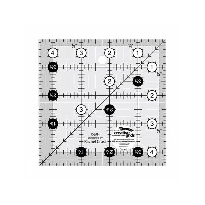 Patchworklineal - Kvadratisk 4� Inch