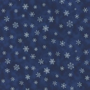 Julepatchworkstof - Metallic snowflake - Navy