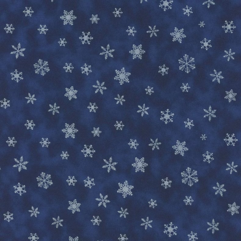 Julepatchworkstof - Metallic snowflake - Navy