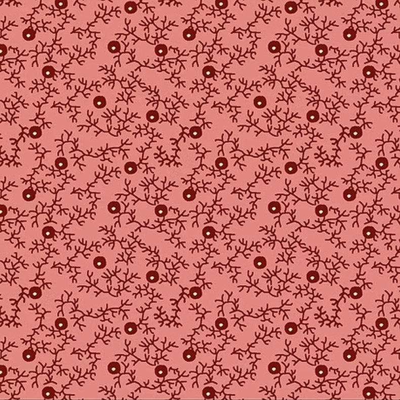 EQP Patchworkstof - Blackberry hedge - Coral