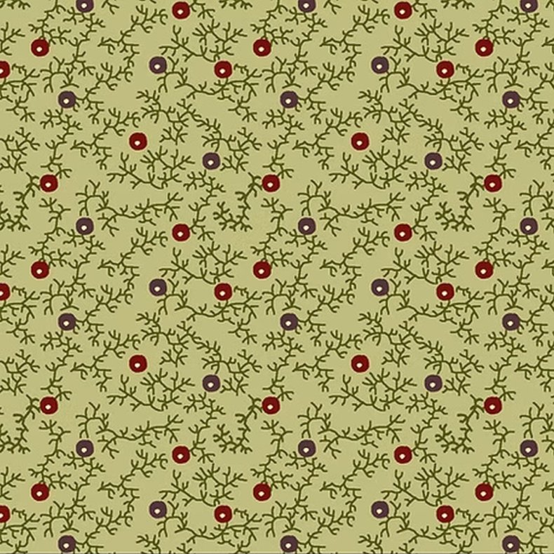 EQP Patchworkstof - Blackberry hedge - Sage