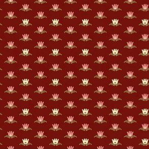 EQP Patchworkstof - Water Lily - Cranberry