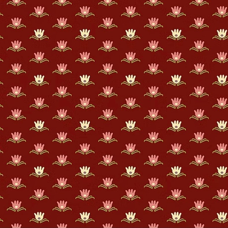 EQP Patchworkstof - Water Lily - Cranberry