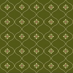EQP Patchworkstof - Vintage wallpaper - Juniper green