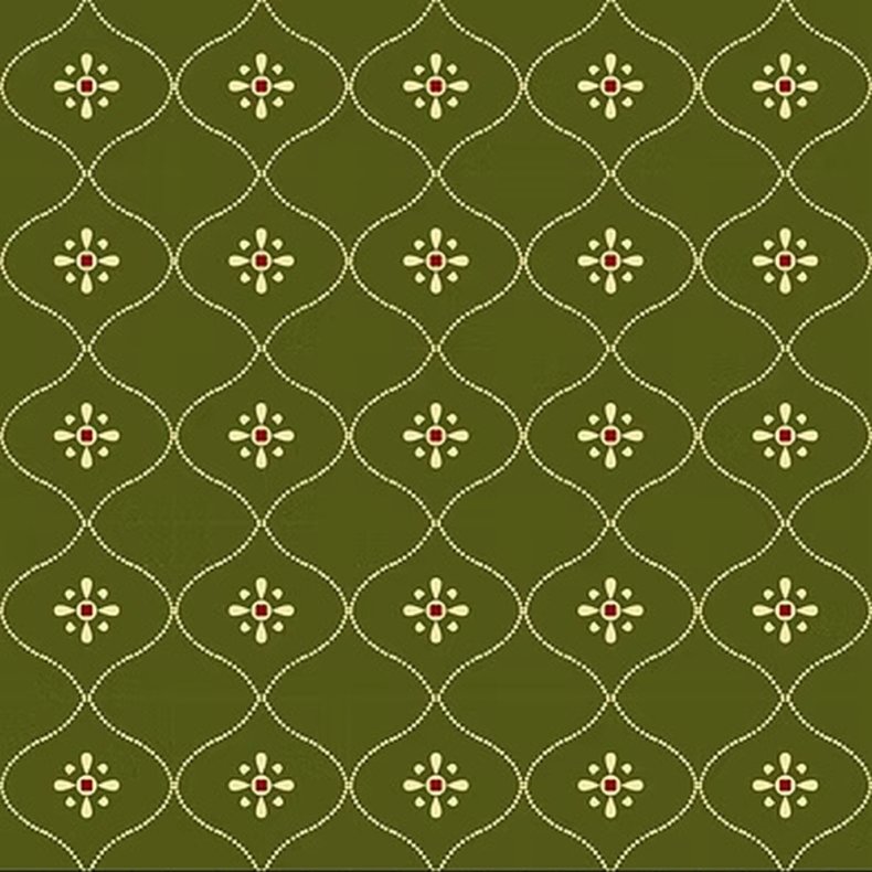 EQP Patchworkstof - Vintage wallpaper - Juniper green