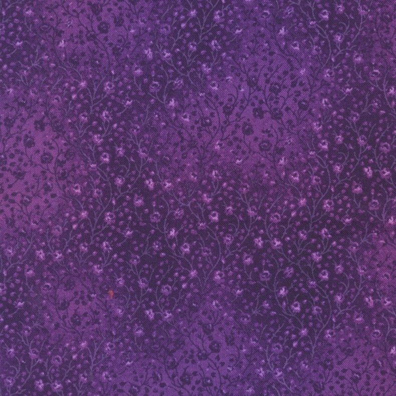 Patchworkstof - Floral vine - Eggplant