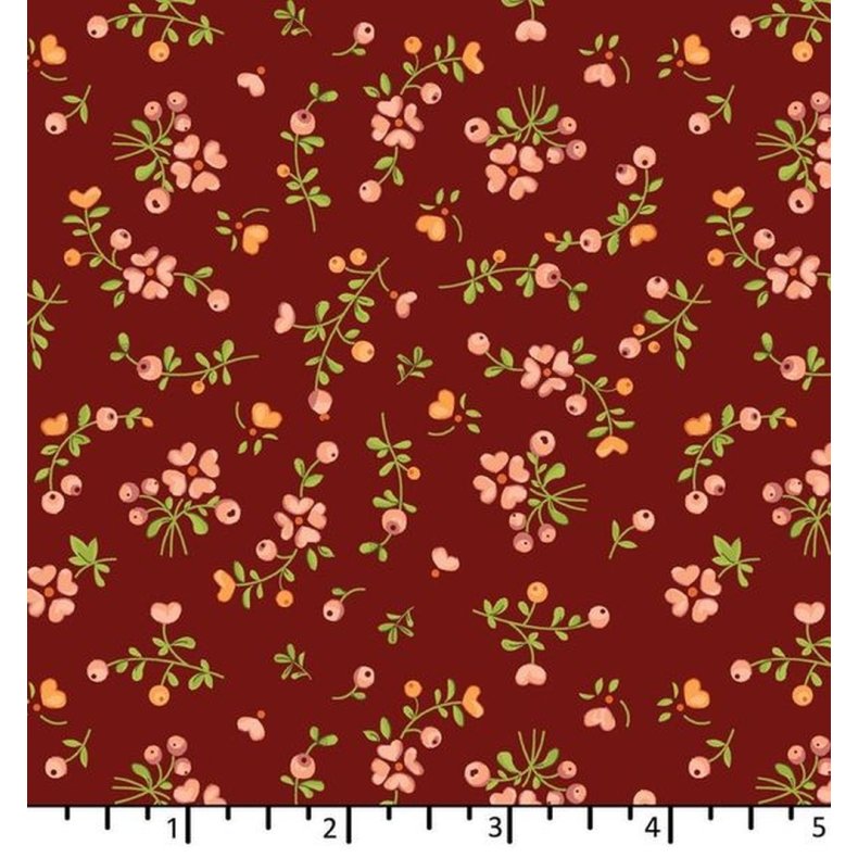 EQP Patchworkstof - Growing Love - Cranberry Red