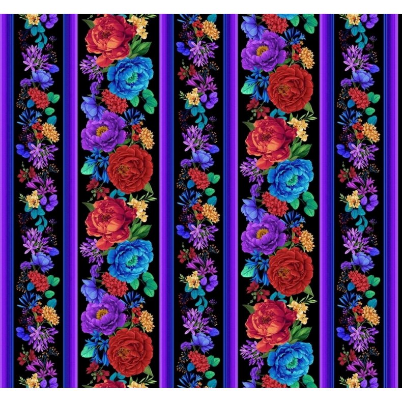 Patchworkstof - Bright floral - Stripe