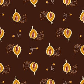 EQP Patchworkstof - Leaves & berries - Chocolate