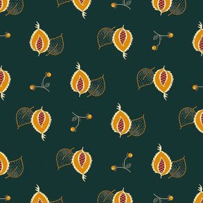 EQP Patchworkstof - Leaves & berries - Peacock