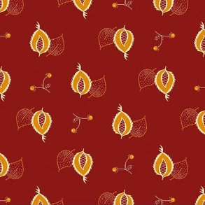 EQP Patchworkstof - Leaves & berries - Ruby