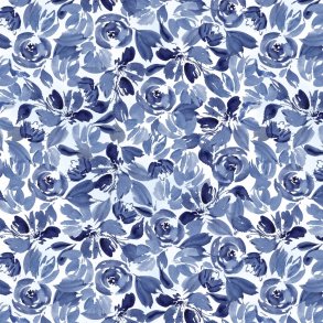 Patchworkstof - Packed flowers - Blue