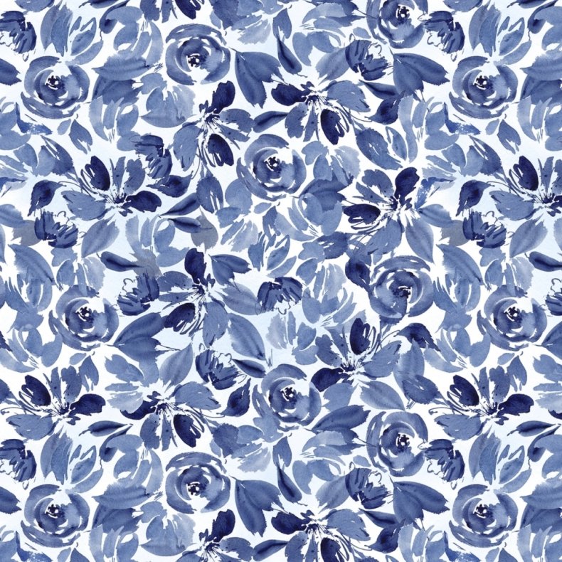 Patchworkstof - Packed flowers - Blue