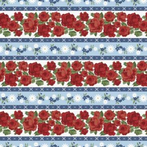 Patchworkstof - Flower stripe - Red rose