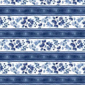 Patchworkstof - Flower stripe - blue