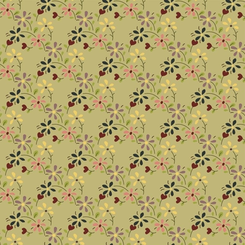 EQP Patchworkstof - Summer meadow - Sage green