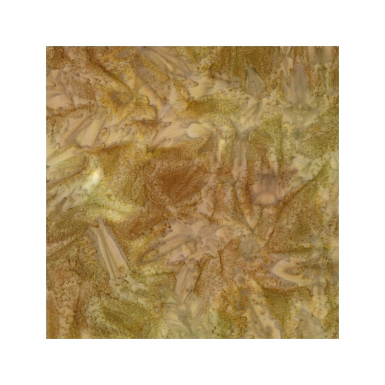 Batikstof - Straw - Meleret Brun og Gr�n