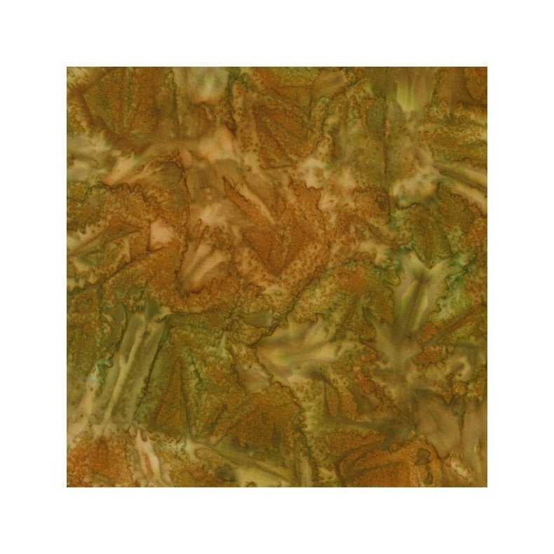 Batikstof - Adventure - Meleret Brun og Gr�n