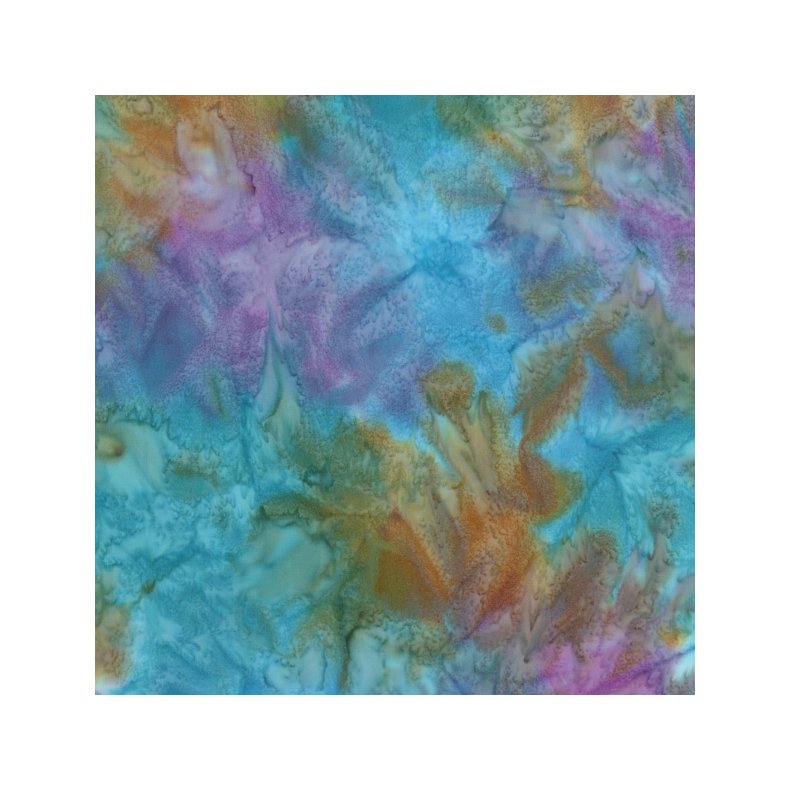 Batikstof - Cabana - Meleret Bl�, Turkis, Lilla, pink og Orange