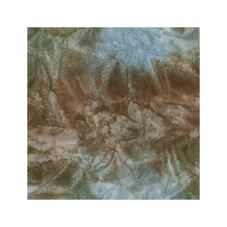 Batikstof - Cobblestone - Meleret Brun og Bl�gr�