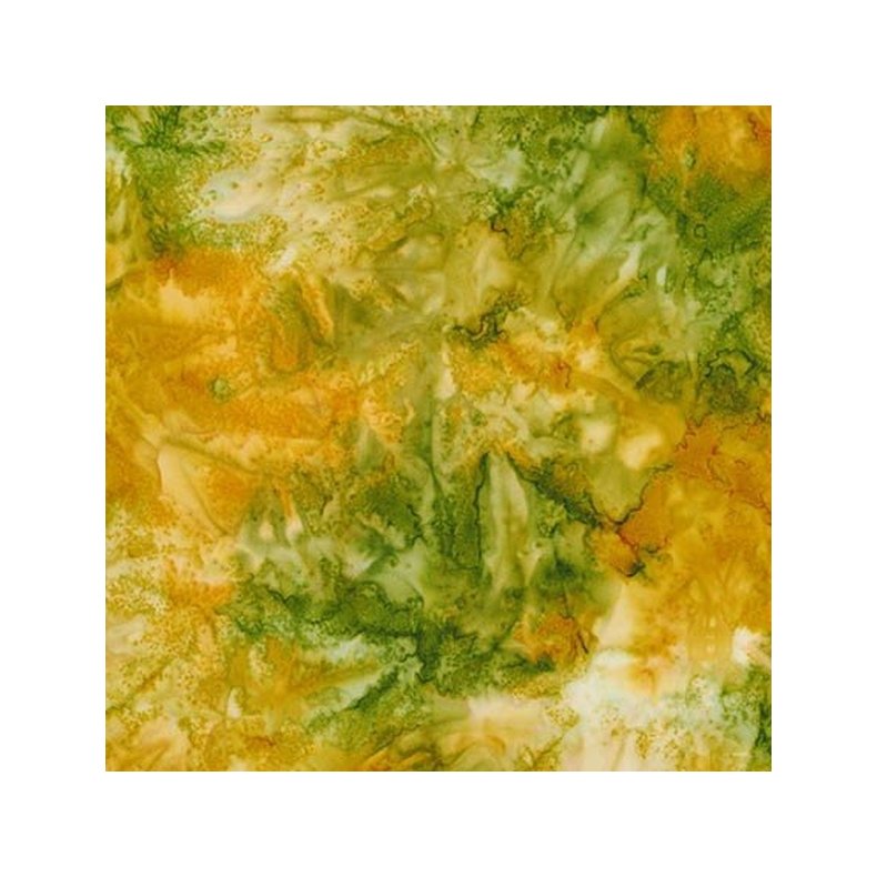 Batikstof - Grellow - Meleret Gul og Gr�n