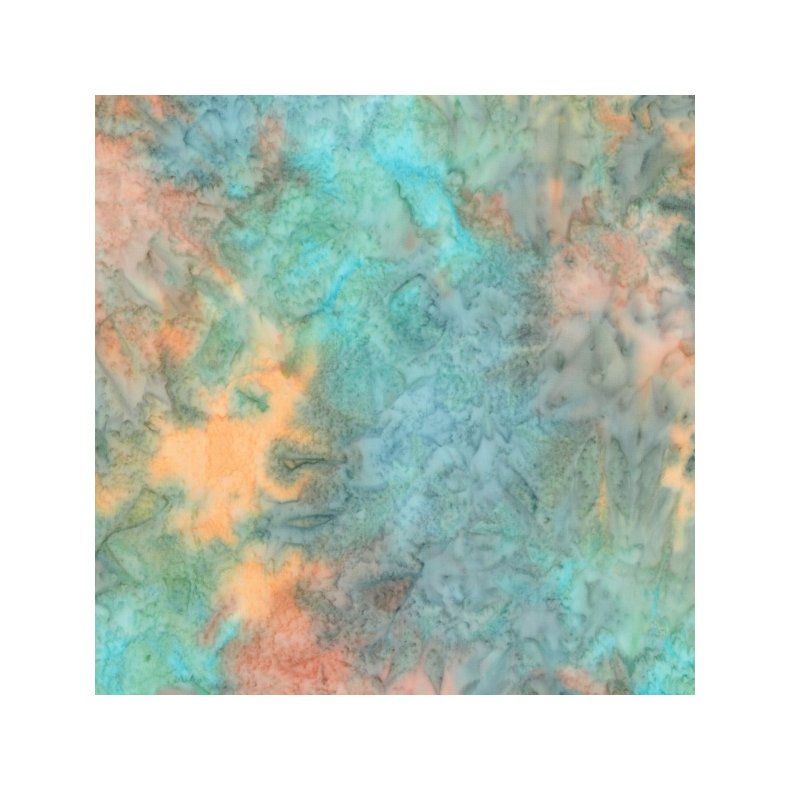 Batikstof - Sprout - Meleret Gr�n, Gul, bl� og Orange