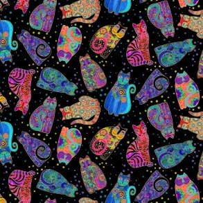 Laurel Burch patchworkstof -  Tossed cats
