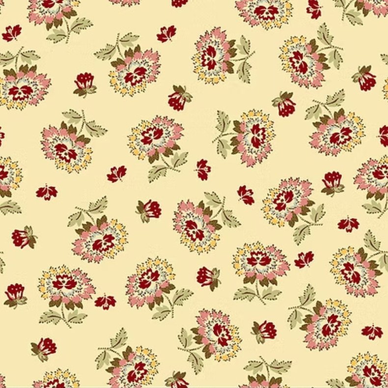 EQP Patchworkstof - Wild roses - Ecru